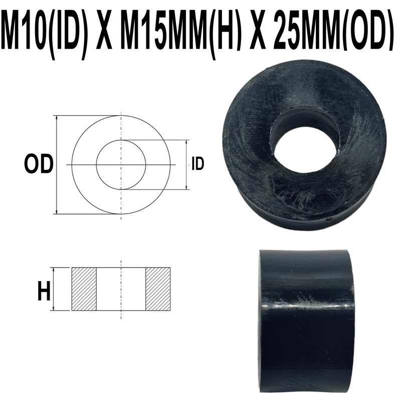 M10 Black Nylon Wide Spacers Standoff Washers ID (internal Diameter)