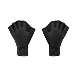 Lywaini Swim Training Gloves, Neoprene Webbed Fitness Water Resistance Training Gloves for Swimming Diving Water Aerobics (Black, Small)