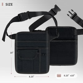 LIVEAGAIN Restaurant Waiter Waist Pouch Bag, Serving Apron with Multiple Pockets, Adjustable Belt for Waitress and Bartender Black