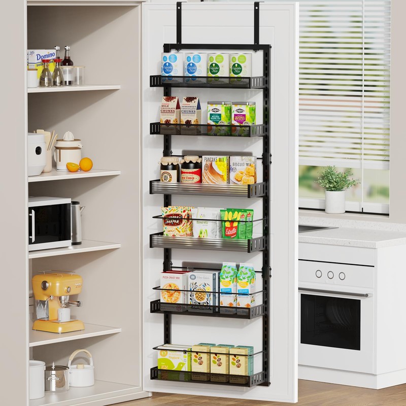 POKIPO 6-Tier Over the Door Pantry Organizer, 2 in 1