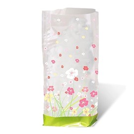 Ursus 5920000 – Gift Bottom Bags, Flowers, Pack of 10, Made of Food-Grade Film, Approx. 14.5 x 23.5 cm, Transparent, Printed, Ideal for Small Surprises