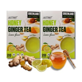 Greenland Instant Honey Ginger Tea - Lemon Flavor - Gift Pack of 2, 20 ct. Boxes By Lyza's Sweets & Treats
