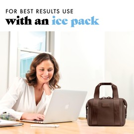 Fit & Fresh Remi Neoprene Lunch Bag For Women - Meal Prep Kit with Containers & XL Ice Pack, Self Insulating Neoprene-like Material, Machine Washable Lunch Bag, Tear & Stain-Resistant, Chocolate