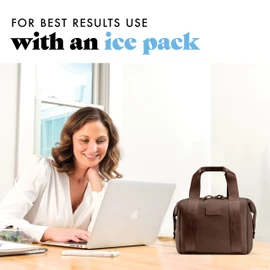 Fit & Fresh Remi Neoprene Lunch Bag For Women - Meal Prep Kit with Containers & XL Ice Pack, Self Insulating Neoprene-like Material, Machine Washable Lunch Bag, Tear & Stain-Resistant, Chocolate