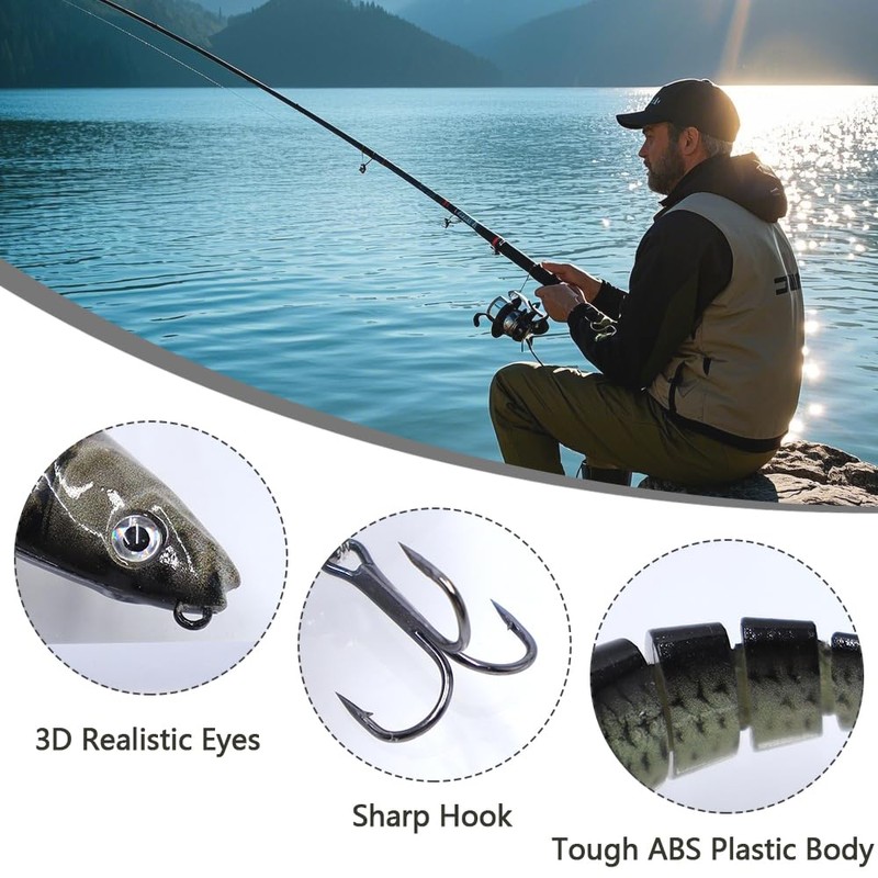 Aoyswuz 3 Stück Angelköder, Kunstköder Wobbler Hecht Köder, Fische Köder