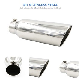 RP Remarkable Power, 4" Inlet 6" Outlet - 18" Long Stainless Steel Rolled Edge 20 Degree Exhaust Tip Diesel Ext23 2 Pack
