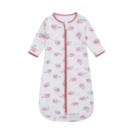 Baby Sleeping Bag 100% Cotton 0.5 TOG Long Sleeves Wearable Blanket Various Sizes Sleeping Sack for Newborn Boys Girls Infant Toddlers Baby 6-12 Months - Pink Swan