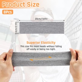 Women's Sports Headbands, 8 Pack Elastic Headbands, Yoga Headbands, Elastic Hair Bands, Stretchy Cotton Head Band, Unisex Hair Band for Women, Yoga, Workout, Fitness Headbands (8 Colours)