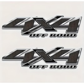 Pair Set 13 inch 4 x 4 4x4 Off Road Decal Stickers Replacement for Universal car Window Door Truck (Silver Black)