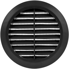 Vent Systems 4'' Inch - Black - Soffit Vent Cover - Round Air Vent Louver - Grill Cover - Built-in Insect Screen - HVAC Vents for Bathroom, Home Office, Kitchen