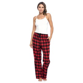 Ashford & Brooks Women's Super Soft Flannel Plaid Pajama Sleep Pants, Red Buffalo check, 3XL