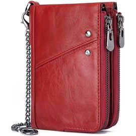 Lurrose Cartera Para Hombre De Piel Roja Protección Rfid Monedero Multifuncional y Tarjetero Práctica Para Oficina Fiestas y Viajes