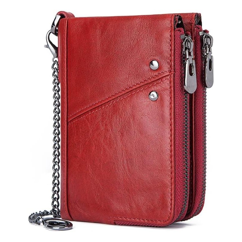 Lurrose Cartera Para Hombre De Piel Roja Protección Rfid Monedero