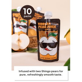 Korean Food 100% KOREAN PEAR JUICE-POUCH TYPE (150㎖) 10ea - No Sugar Added, Pure Korean Pear, Naturally Sweet & Refreshing Drink