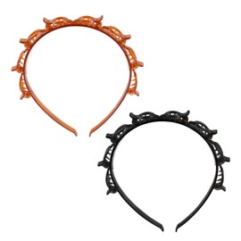 Bojueshaw 2 Pcs Double Layers Bangs Hair Clips,Wavy Toothcomb Headbands,Braided Hair Bands Braided Hair Bands,Twisted Braid Headbands for Women and Girls