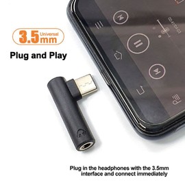 Cablecc Juego de 5 adaptadores de auriculares tipo C a 90 grados en ángulo de 3,5 mm tipo USB-C 3.1 macho a AUX audio hembra