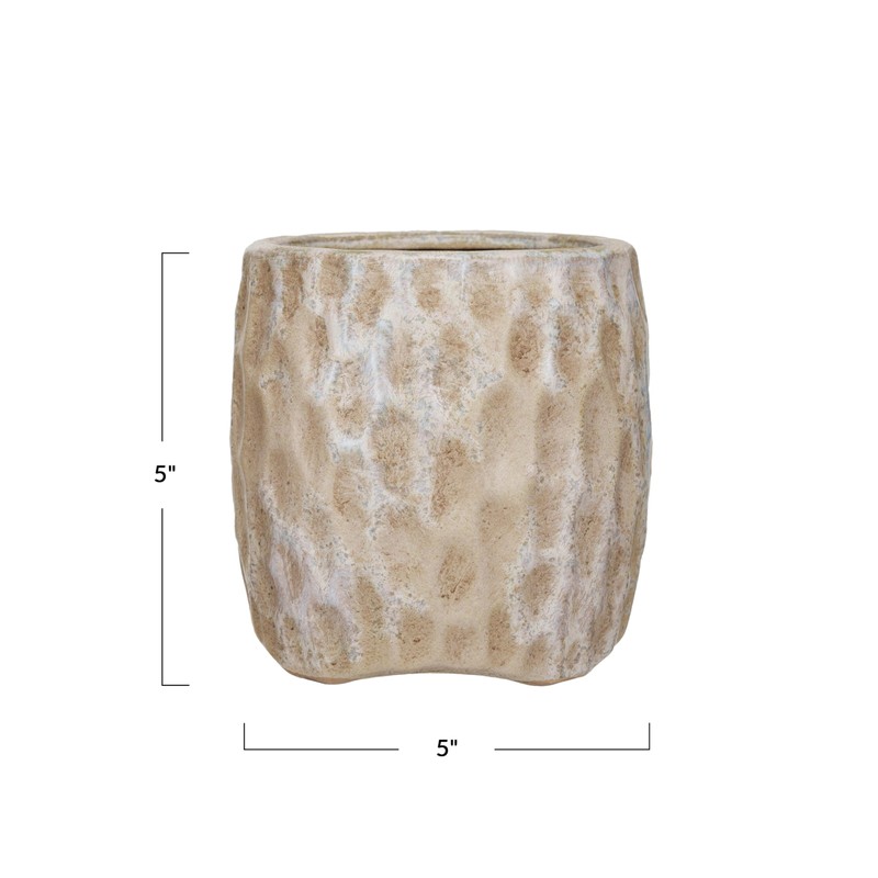 Creative Co-Op Terra-Cotta Planter with Reactive Glaze, Cream