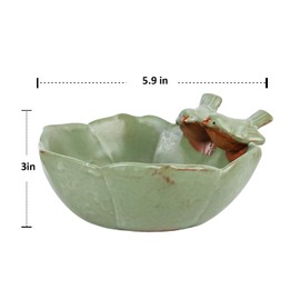 5.9" Ceramic Bird Bath Bowl - Feeder Tray - Outdoor Hanging Water Container - Unique Feeding Station