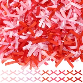 Ysleen 300 Pcs Mini Ribbon Craft Bows, Small Multicolor DIY Craft Tiny Satin Bows for Presents Gift Wrapping Hair Clip Flower Bouquet Wedding Birthday Sewing Scrapbooking(Red)