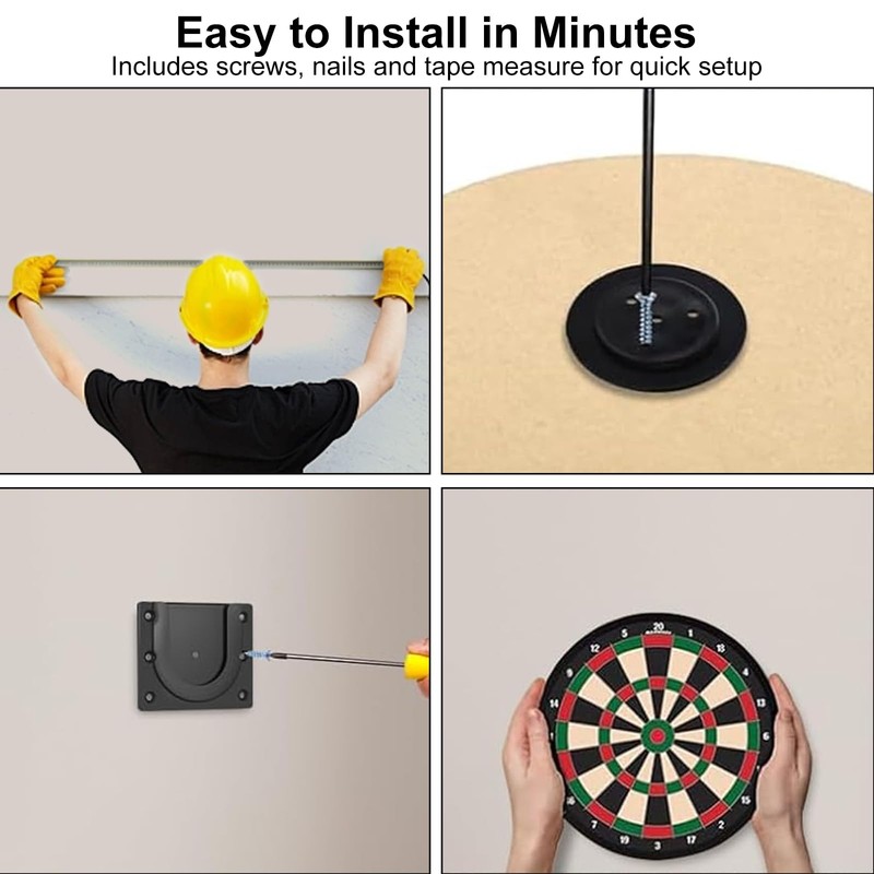 Dart Board Bracket Kit, Black Dartboard Wall Mount Set with