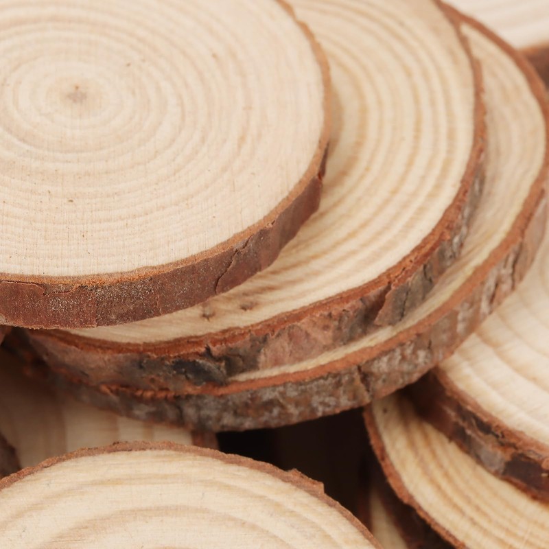 MANCHAP 200 PCS 2-2.4 inches Wood Slices, Unfinished Natural Round