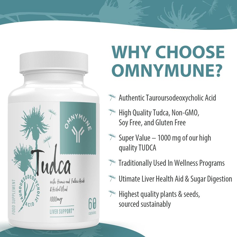 Tudca Liver Support Supplement,Tauroursodeoxycholic Acid Complex 1000mg Per Servings, Bile