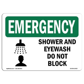OSHA Emergency Sign - Shower and Eyewash Do Not Block with Symbol | Aluminum Sign | Protect Your Business, Work Site, Warehouse | Made in The USA