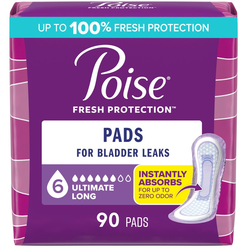 Poise Incontinence & Postpartum Pads for Bladder Leaks, 6 Drop