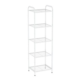 MAX Houser Storage Rack with Shelf,Industrial Style Extendable Plant Stand, Standing Shelf Units for Kitchen, Bathroom, Office,Living Room, Balcony, Kitchen (White, 5 Tier)