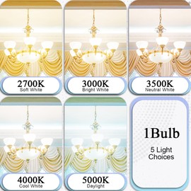 LABORATE LIGHTING Color Selectable A19 LED Light Bulbs - Choose from 5 Colors Soft White to Daylight White. E26 Base, 60W, 800 Lumens, 85% Energy Saving for Indoor & Outdoor (2-Pack)
