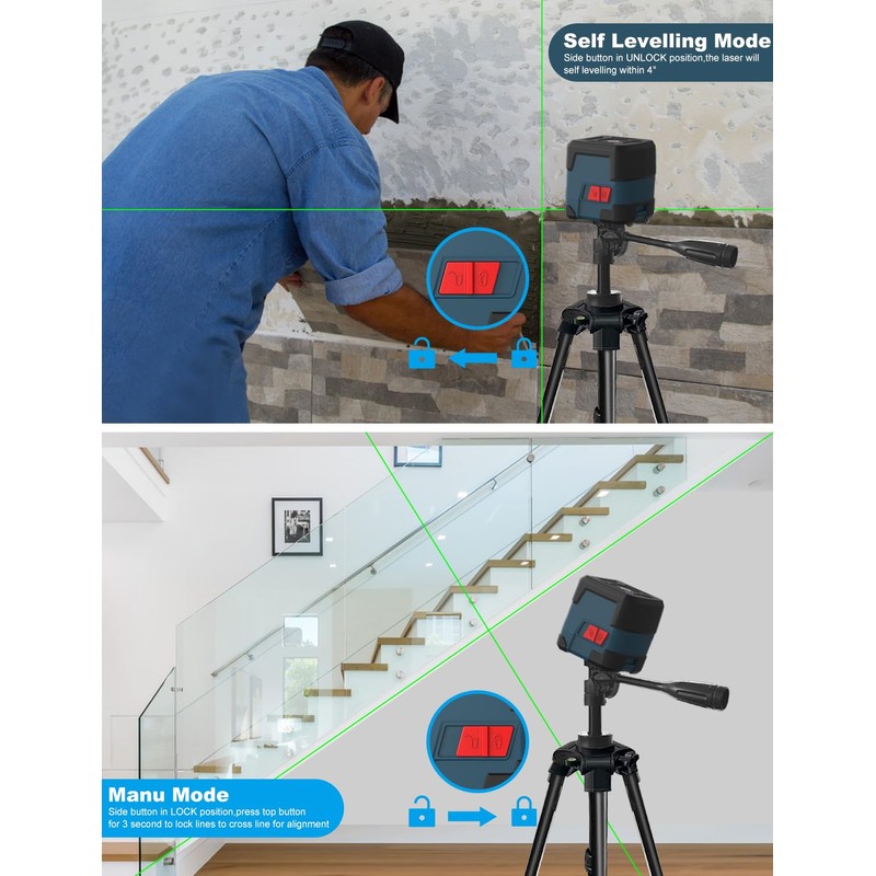 Laser Level, RockSeed Cross Line Laser with Self-Leveling, Vertical and