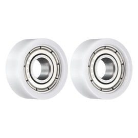 sourcing map 2 Pcs Roller Idler Bearing Pulley 6x18x7mm, Conveyor Rolling Wheel Flat Pulley with 696ZZ Bearing for Furniture Hardware Accessories (White)