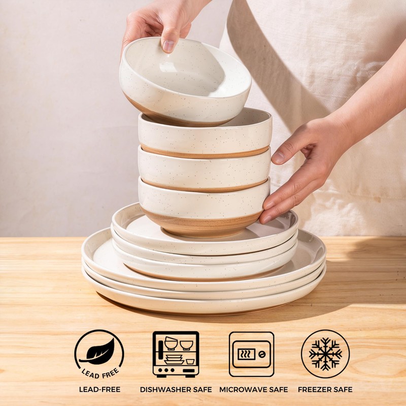 AmorArc Ceramic Cereal Bowls Set of 6, 22oz Stoneware Soup