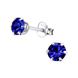 I love silver jewellery Sapphire Crystal Claw Set Sterling Silver Stud Earrings - Size: 5mm