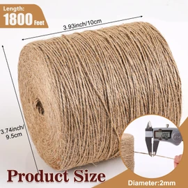 XSEINO 1800 Feet Natural Jute Twine Strong Garden Twine Rope for Arts Crafts Gift Wrapping Gardening Tomato Climbing Plant Tie Floristry Packing Decor