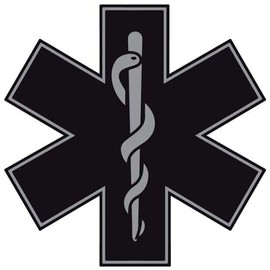 Kramer Black Subdued Reflective Star of Life Fire Helmet Decal EMS EMT 3 in.