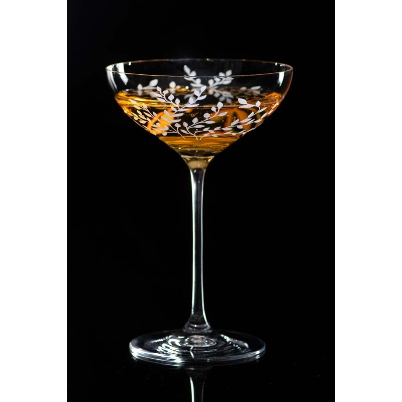 DIAMANTE Champagne Cocktail Saucers Coupes Pair - ‘Breeze’ - Intricately