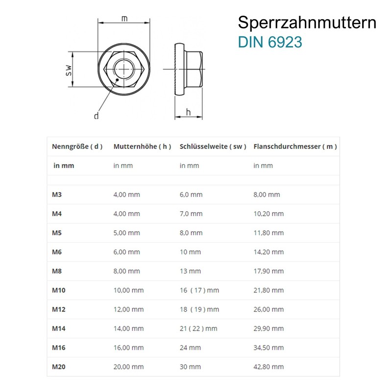 Flange Nuts Stainless Steel A2 DIN 6923 Flange Nut with