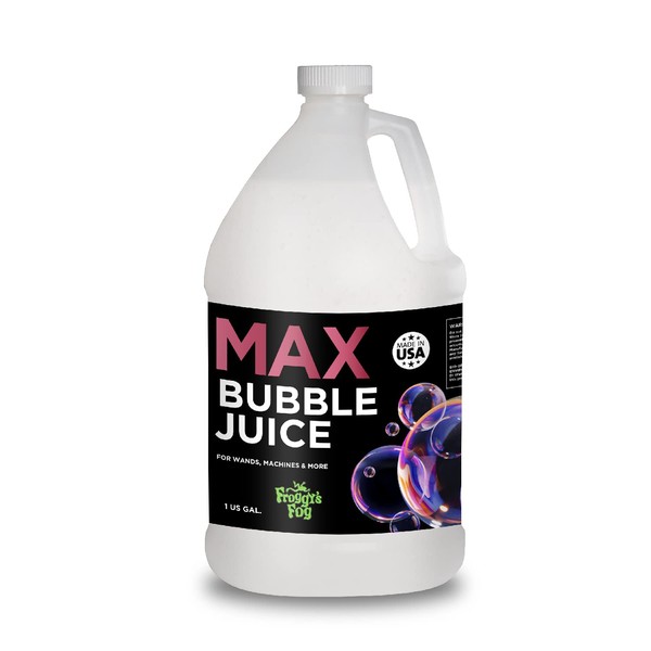 Froggy's Fog MAX Bubble Juice, Strong, Long-Lasting Bubble Solution Creates 10x Bubbles for Bubble Machines, Bubblers, Bubble Toys and Bubble Wands, 1 Gallon