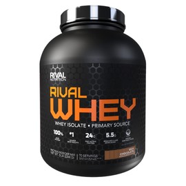 RIVAL NUTRITION Rival Whey – 5LB Rich Chocolate – Whey Isolate Primary Source Protein Powder | 24g Protein for Muscle Gain - 70 Servings