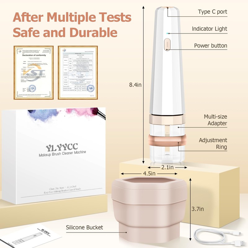 Portable Electric Makeup Brush Cleaner Machine with Foldable Silicone Cleaning