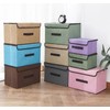 EURXLQ Grey Foldable Storage Box with Lid, Linen Fabric Foldable
