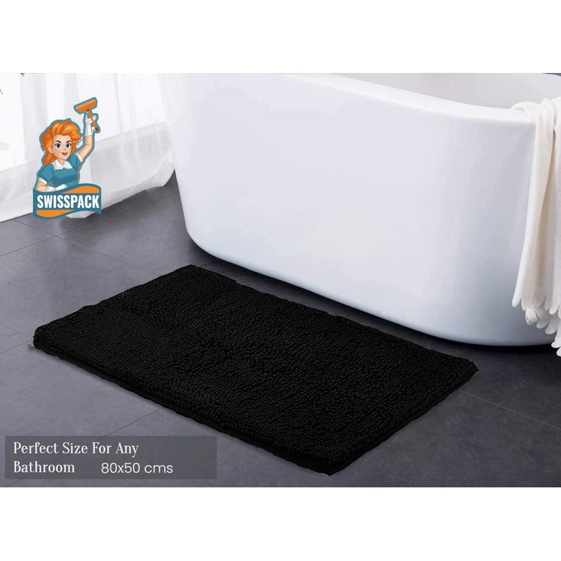 SWISSPACK 60X40/80x50 CMS Microfiber Bath Mat for Bathroom, Non-Slip Super
