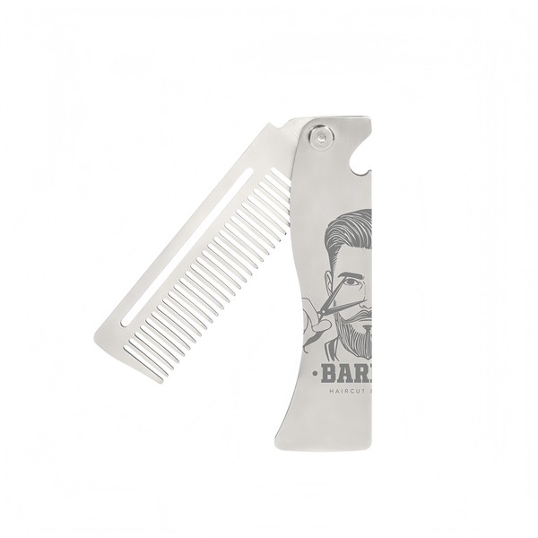 Metal Hair & Beard & Mustache Comb, Multifunctional Folding EDC