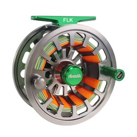 Aventik FLK II Fly Fishing Reel Aluminum Trout 3/5, 5/7, 7/9wt Large Arbor Freshwater Fly Reel with Line. (Silver-with Line, 7/9)