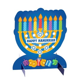 Hanukkah Decoration - 3D Menorah Sticker Scene Table Decoration (Pack of 6)
