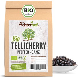 Tellicherry Pepper Organic (250g) All Black from Achterhof (1st variety TGSEB) Selected Peppercorns from India