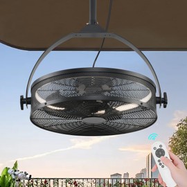 AHAWILL Outdoor Ceiling Fans with Lights for Garage,Outdoor Gazebo Fan with Remote&APP,Dimmable Plug in Ceiling Fan with Hanging Cord for Pergola,Patios,Porches,BLACK