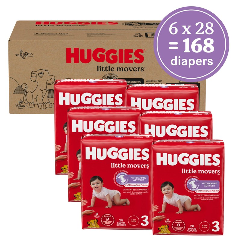 Huggies Size 3 Diapers, Little Movers Baby Diapers, Size 3