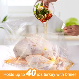 Turkey Brining Bags- Holds up 40lbs Extra Thick Brine Bag 2 Pcs 26"×22" BPA-Free Turkey Brining Bag for Marinating Thanksgiving Turkey, Chicken, Beef, Fish, Lamb, Pork